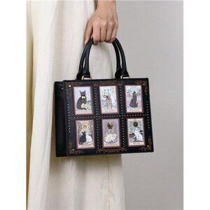 Tarot Card Diamond Cat Tote Bag